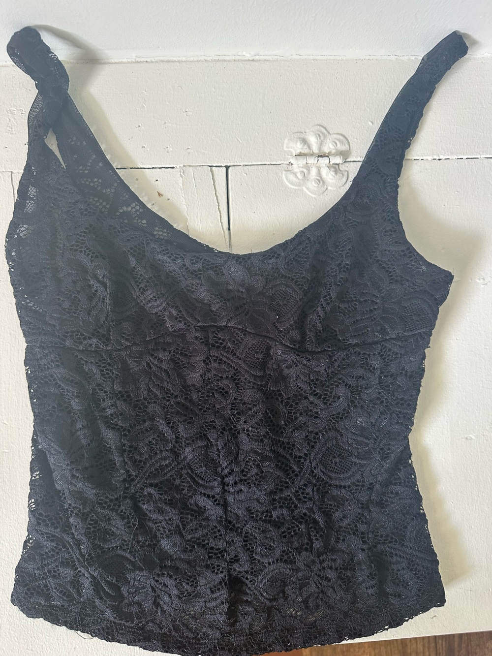 FP Black Floral Lace Shell with Label